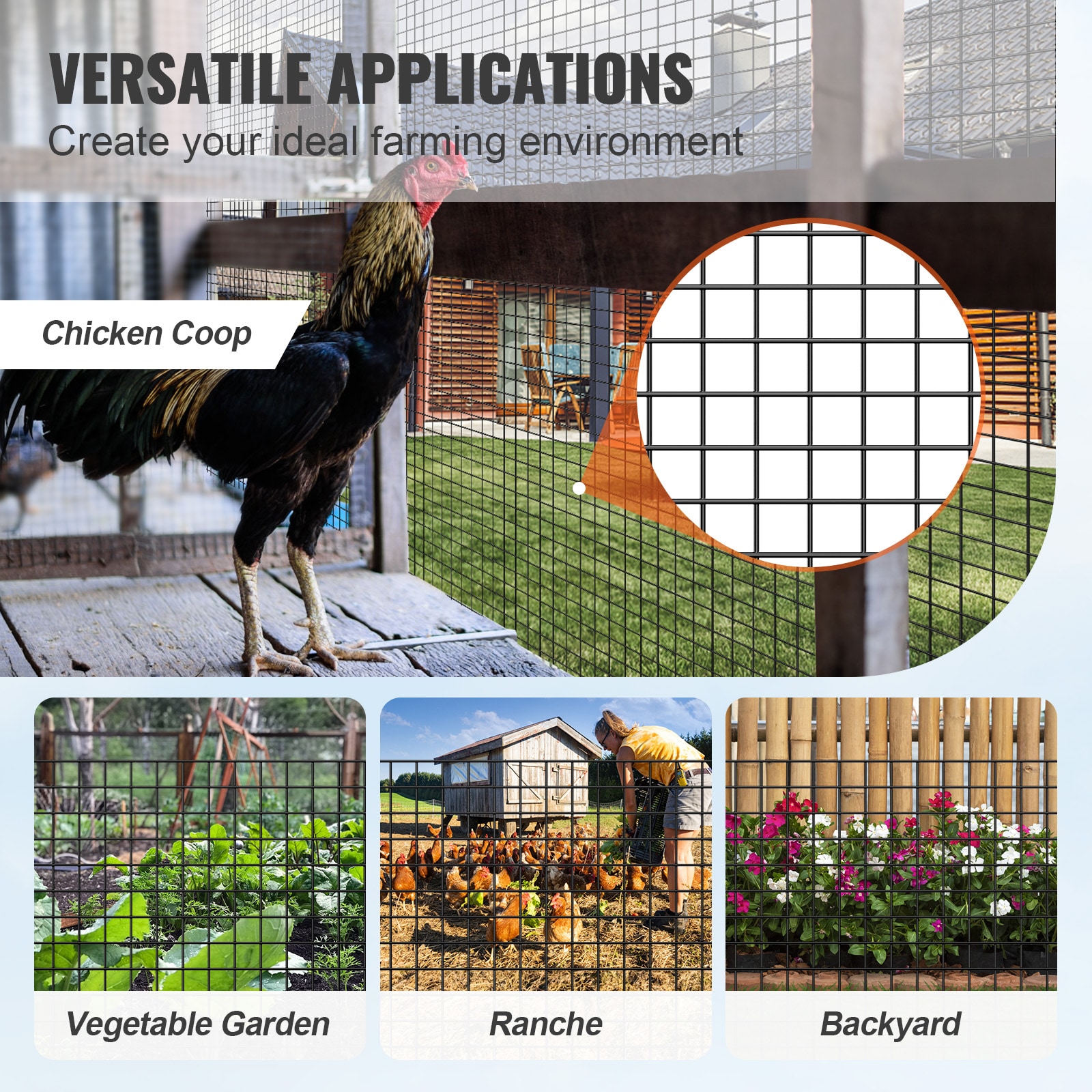 Hardware Cloth, 48'' X 100' Galvanized Wire Mesh Roll, 19 Gauge Chicken Wire Fence Roll, Vinyl Coating Metal Wire Mesh For Chicken Coop Barrier, Rabbit Snake Fences, Poultry Enclosures_maomaolike.com